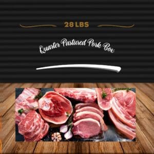 A picture of meat on the counter with text