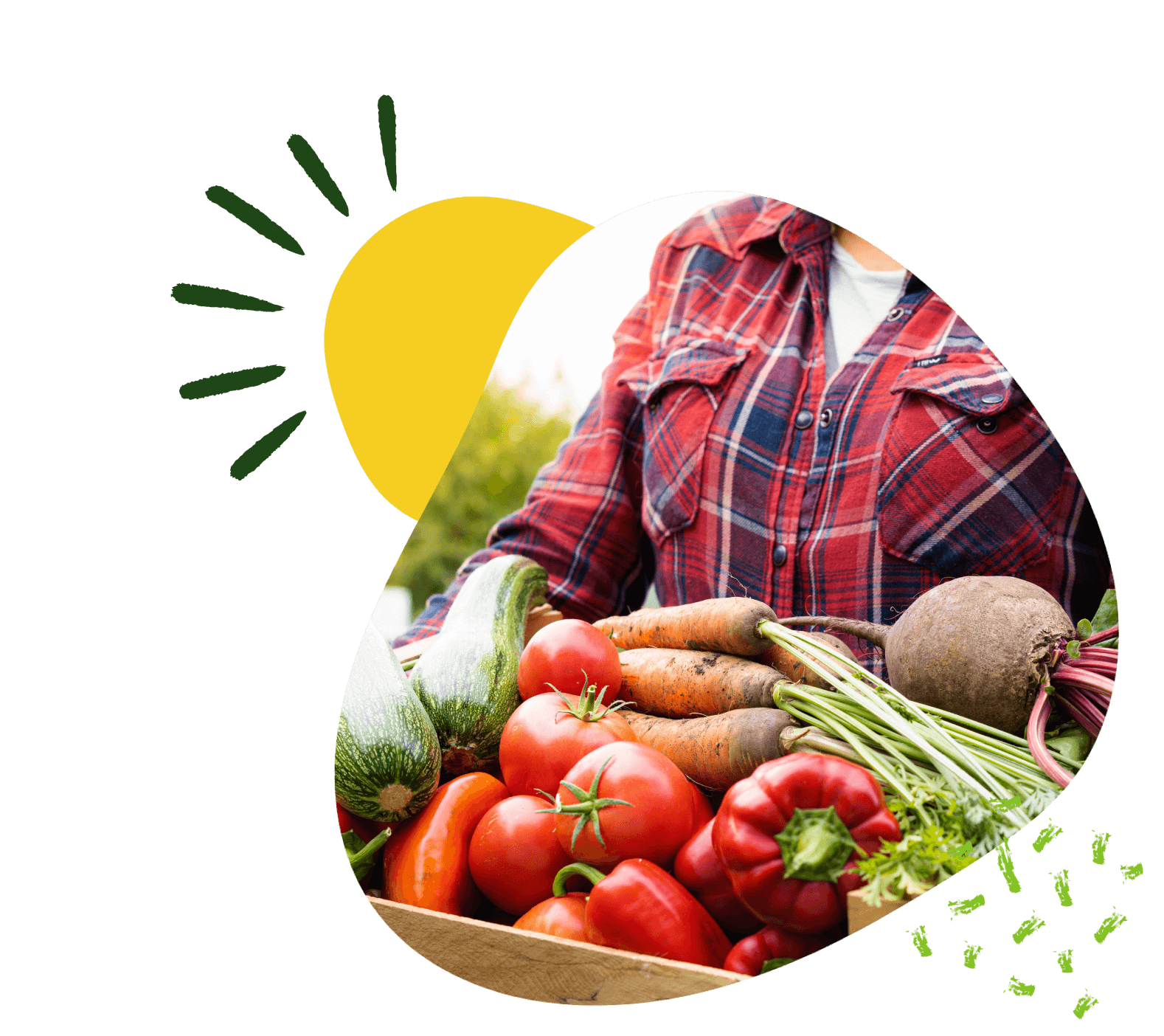 A person standing in front of some vegetables