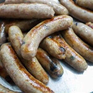A bunch of sausage on a plate