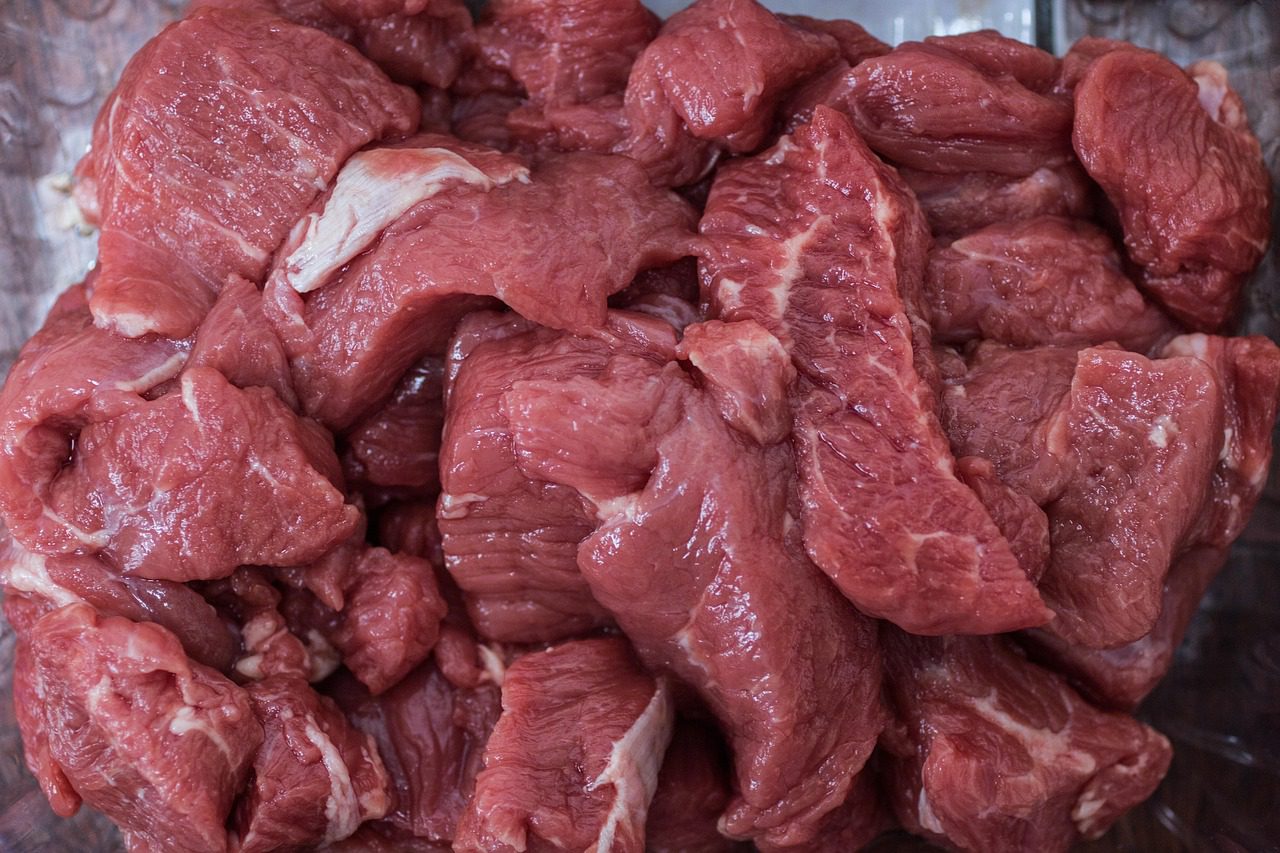 A close up of meat in the middle of it